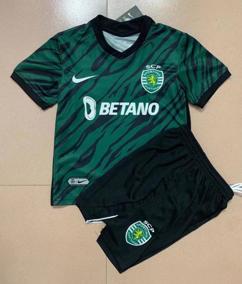 Kids-Sporting Lisbon 21/22 Third Green/Black Soccer Jersey